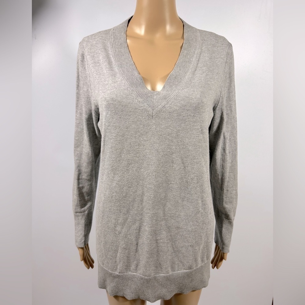 Rag & Bone Academia 100%Cotton V-neck Grey Sweater Perforated Details Size S